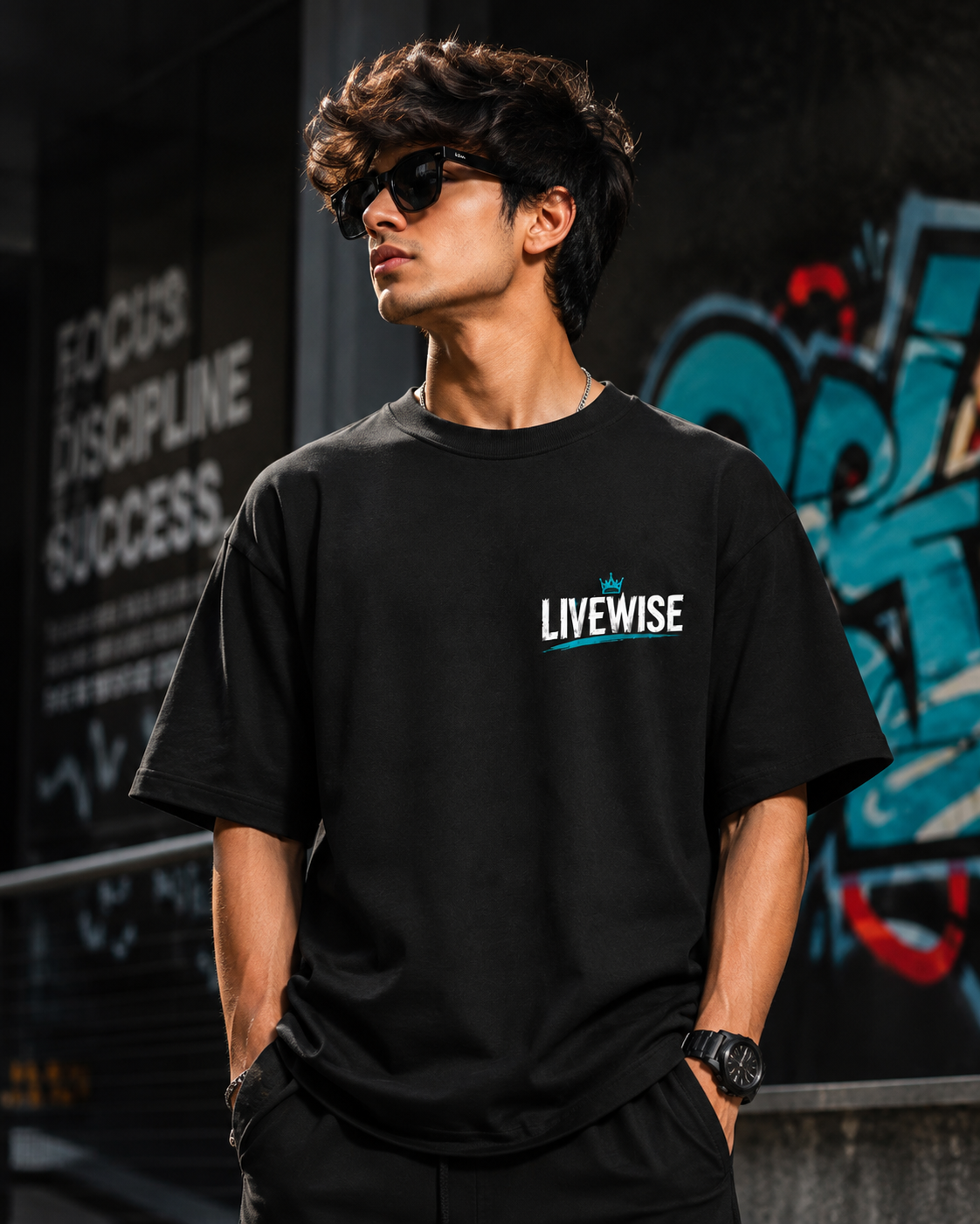 LIVEWISE Oversize T-shirt (Black)