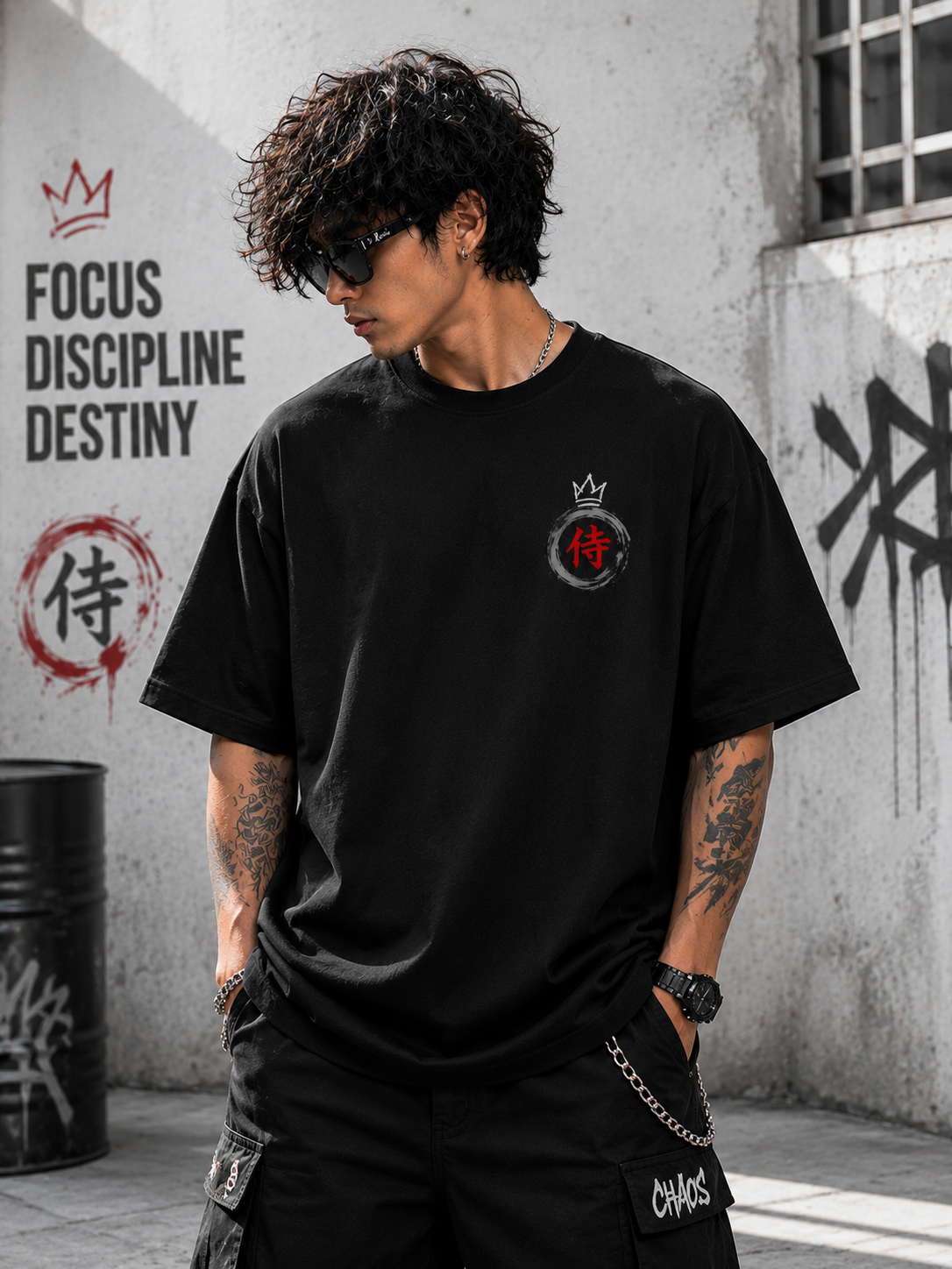 FEARLESS STREETWEAR Oversized T-Shirt (Black)